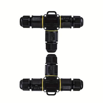 TEMU Waterproof Power Cable Connector 3pin Junction Box, Outdoor Cable Connector For Underground/outdoor Wiring, Screwless Installation, Suitable For Cable Diameter Ø4mm-8mm 2pcs Image