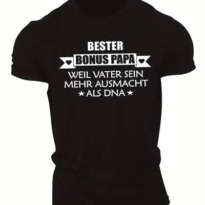 "TEMU Men's Blue " Papa" Graphic T-shirt - Casual Summer Tee With Heart & , Father's Day Or Everyday Wear, Casual Summer Wear | Text Design | , Plus Size" Image