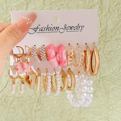 TEMU Elegant 20pcs Pearl Earrings Set, Classic Summer Women's Jewelry For , Casual Vacation, Party Or Holiday Gift Image