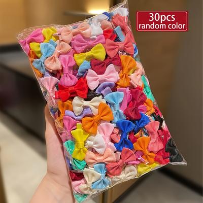 TEMU Random 30pcs Women's Mixed Color Bow Hair Clips, Sweet And , Suitable For Daily Casual Use, All Image