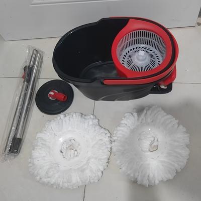 TEMU Rotating Mop No-wash Household Cleaning Broom Bucket Set With Extendable Pole, Pedal Manual Pressure Floor Cloth Suitable For Kitchen, Living Room, Bathroom Cleaning Use, For Large Sweeping Image