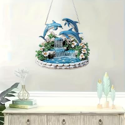 TEMU 2d Diy Diamond Painting Kit, Acrylic-dolphin-ornaments - Creative Handicrafts, Home Decor, Unique Irregular Diamonds, Art And Craft Gifts, , Suitable For Beginners Image