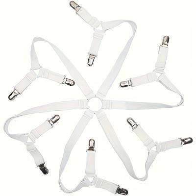 TEMU 6-point 12-clip Stretch Bedding Fastener - Non-slip, Sheet & Quilt Gripper, Easy Clean Nylon Clips For Secure Bedding, Bedding Accessories|nonslip |nylon Clip Fasteners Image