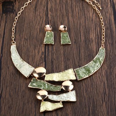 TEMU 2pcs Earrings And Necklace Set - Alloy Geometric Irregular Square Design, Birthday And Valentine's Day Gifts, Stylish And Versatile Women's Jewelry Set Image