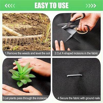 TEMU Heavy-duty Black Garden Barrier Fabric, Water Permeable Non-woven Landscape Mat, Pp Material For Yard, Lawn, Flower Bed Image
