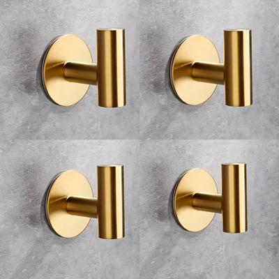 TEMU 2pcs Stainless Steel Wall-mounted Towel Hooks - Golden Finish, Easy-install, Bathroom & Entryway Organization, Ideal Gift For , Bathroom Organization | Modern Wall Hooks | Durable Wall Hooks Image