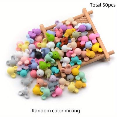 TEMU 50 Random -shaped Silicone Beads Diy Keychain Bracelet Necklace Pen Decorative Home Accessories Image