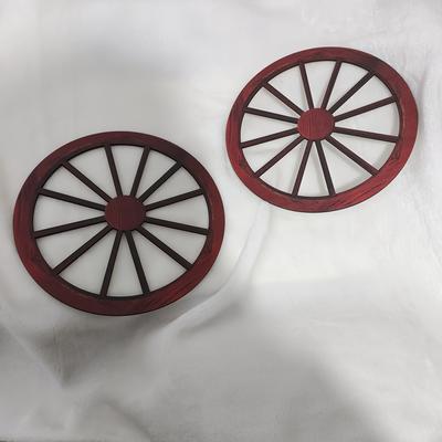TEMU 2pcs 12-inch Wheel Decorations - Vintage Red Cowboy Party Accessories For Indoor & Outdoor Western Theme, Ideal For Bars, Garages, And Displays, Decorations For Home Image