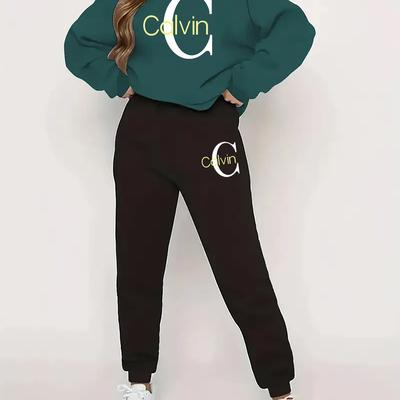 TEMU Y2k Elegant Women's Fashion Letter Print Pullover And Pants Set, Casual Sports Outfit, Round Neck Sweatshirt And Jogger Two-piece Set, Women's Clothing Image