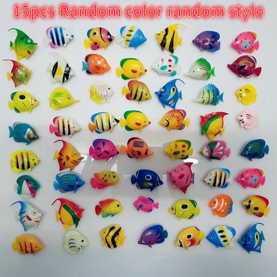 TEMU 15pcs Decorations, Floating Artificial Fish Statues, Realistic Moving Fish Ornaments, Aquariums, Bathroom Toys, Playgrounds, Commercial Spaces, And More! ! Image