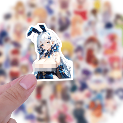 TEMU 63pcs Vibrant Anime Waifu Stickers - Colorful Pvc Decals For Water Bottles, Laptops, Skateboards & Phones - Durable, Waterproof & Removable - Anime Fans & Diy Decoration Image