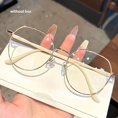 TEMU Stylish Metal Eyeglass Frames With Clear Lenses For Fashionable Girls And Boys Image