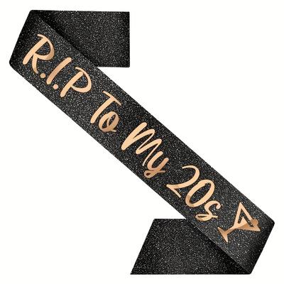 TEMU To My 30th Birthday Sash, A Party Decoration Featuring Black With Rose For Women's Birthday Celebrations. Image