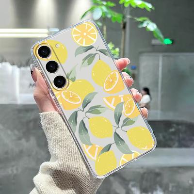 TEMU Luxury Shockproof Lemon Pattern Phone Case For Galaxy S23 S23 Ultra S20 S20+ S20 Fe S21 Fe 5g S22 S22+, Galaxy A14/a23/a32 5g/a52/a54 5g Silicone Ultra-thin Bumper Transparent Back Cover Image