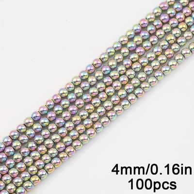 TEMU [ Display] Assorted Sizes Hematite Beads - Round Spacer Beads For Making, Bracelets, Necklaces, Earrings & Crafts, Beads For Jewelry Making Image