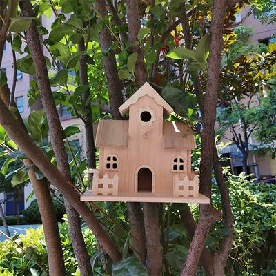 TEMU Natural House - Handcrafted Outdoor/indoor Nesting Habitat With Multiple Entry Points, Decorative Fences & Perches - Safe For Small Birds, Decor Image