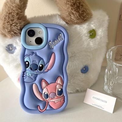 TEMU Stitch Phone Case, Silicone Material Full Series Mobile Protection Cover With 3d Anti-slip Design, Holiday Gift For Image