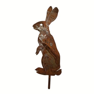 TEMU 1 Rustic Style Creative Distressed Rabbit Garden Stake Decoration, No Electricity Required, Perfect Gift For Yard Decor, Flower Pot Ornament, Holiday Decoration Image