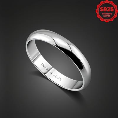 TEMU Elegant And S925 Silvery Ring, Simple Polished Wedding Ring, Suitable For Fashionable Jewelry Of Men And Women, Suitable For Daily And Wedding Occasions, Perfect Valentine's Day Gift Image