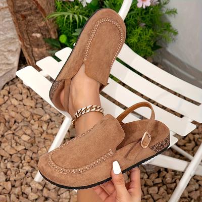 TEMU Women's Fashionable Lace-up Slip-on Moccasins - Casual Loafers With Adjustable , Flat Rubber Sole, , Round Toe Design, Casual Loafers|trendy Casual Shoes|rubber Sole Shoes Image