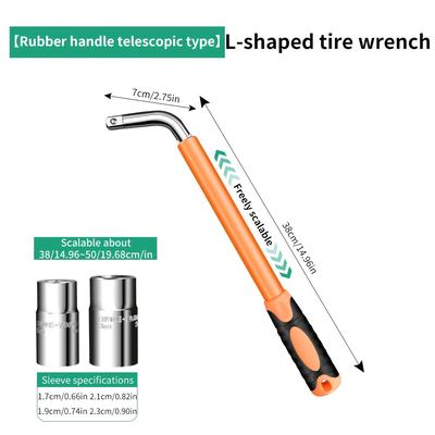 TEMU Telescopic Tire Wrench Set, 4-in-1 Socket With Hex Heads Of 17/19/21/23mm, Made Of Chromium- Steel, Suitable For Car Maintenance And Nut Removal. Image