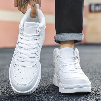 TEMU Men's Low-top Skate Sneakers - Versatile & Lightweight, Solid Color, Casual Shoes With Lace-up Closure, Sole, Fabric Inner & Insole, Round Toe Design For Casual Attire, Running, And Everyday Image