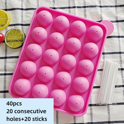 TEMU 40pcs, Including20- Silicone Lollipop Mold With 20 Sticks -8.9in X 7.76in, Cake Pops, Chocolate & Candy Baking, Chocolate Mold Image