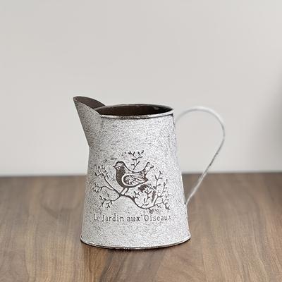 "TEMU 1pc Rustic Bird Pattern Garden Watering Can, Anti-rust Coated Metal Sprayer With Handle, Vintage Decorative Vase For Indoor & Outdoor Use - " Sur " , Bird Decor" Image