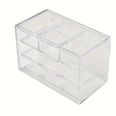 TEMU Clear Acrylic Drawer Organizer With 3/5/7 Compartments - Versatile Storage Box For Makeup, Jewelry, Stationery, And Small Accessories, Jewelry Organizer Storage Image