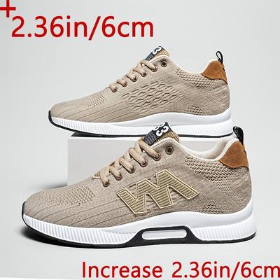 TEMU Men's Height Increase Sneakers - 6cm Casual Mesh Sneakers With Rubber Sole, Eva Insole, And Breathable Fabric Upper For , Casual Wear Shoes|sleek |durable Rubber Sole Image