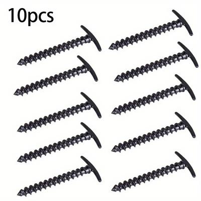 TEMU 10-piece Plastic Spiral Ground Stakes Set - Windproof Flush Mount Tent Pegs For Camping & Outdoor Canopies Image