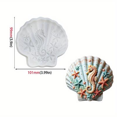 TEMU 1 Shell Seahorse Silicone Mold, Starfish Seaweed Chocolate Tool, Durable And Reusable Kitchen Utensil Suitable For Cake Decorating, Homemade Desserts, And Fondant Making Image