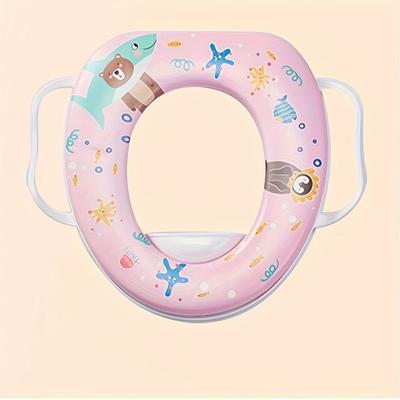 TEMU Panlynner Soft Toilet Training Seat With Handles - Removable Cushion, Cartoon Design For Image