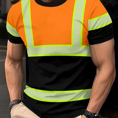 TEMU Men's Casual Summer Workwear T-shirt - , Breathable Short Sleeve Round Neck Tee, Machine Washable For Outdoor & Casual Wear Image