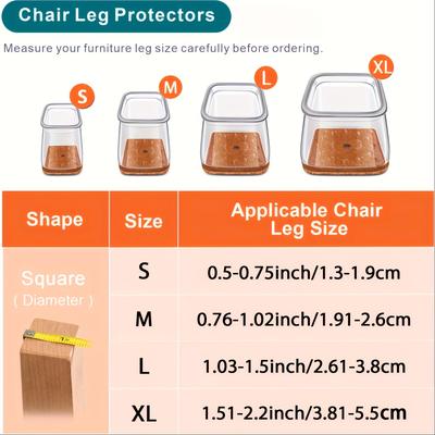 TEMU 12pcs New Quality Non-slip Transparent Chair Leg 360° Protective Cover Image