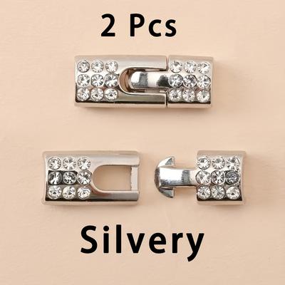 TEMU 2pcs Sparkling Rhinestone Shoe Lace Buckles, Lightweight & Easy-install, For , Sneaker & Canvas Shoelaces, With Shoe Lacing Accessories Image