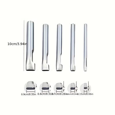 TEMU 5pcs Oval Leather Punching Set -, 1.5-9mm, Suitable For Diy Bags, Shoes, Belts - Heavy Duty Hand Tool Kit- For Diy Leather Making And Crafts Image