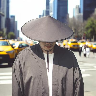 TEMU Unisex Black Conical Hat - Wide Brim Sun Protection, 100% Polyester, Hand Washable For Outdoor, Casual & Themed Parties, Sun Protection Hat | Wide Brim Hat | Polyester Fiber Hat, Sun Hat Image