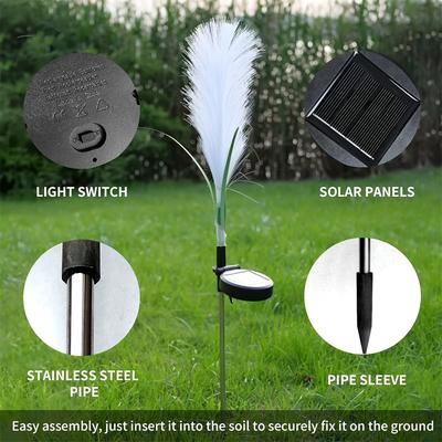 TEMU 1 Pack Solar Reed Led Garden Light Garden Decoration, Outdoor Solar Light Suitable For Wedding Decoration Landscape Courtyard, Pathway, Lawn Garden Decoration Image