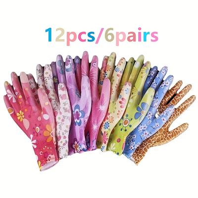 TEMU 8/12/18pcs Women's Gloves, Breathable Gloves, Nylon Gloves, Multipurpose Printed Gloves, Cleaning Gloves, Fits All In Random Colors Image