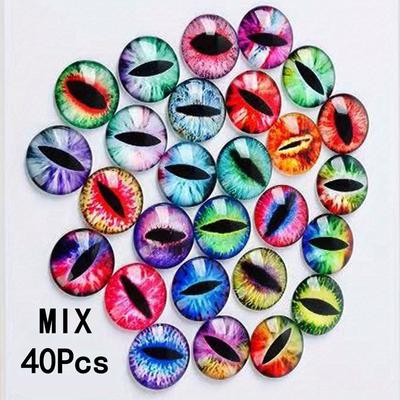 TEMU 40pcs 3d Animal Eye Nail Charms - Y2k Acrylic Cabochons For Diy Manicure, Assorted Styles, Odorless Nail Art Accessories Image
