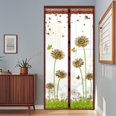 TEMU [2d Door Curtain] 1set Magnetic Strip Net Door Curtain, Mesh Net, Automatic Closure, Door Curtain Size 35.4in*82.7in Image