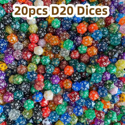 TEMU 20 20-sided Dice, Number Board Game, Board Game Accessories, Ornament Decoration Accessories, Drinking Fun Game, Mystery , Random Color