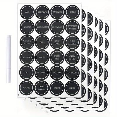 TEMU 144pcs Minimalist Self-adhesive Spice Labels, 35x35mm Round Stickers With German Text, Seasoning Identification In Home & Kitchen Image