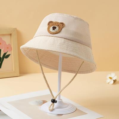 TEMU Openwork Solid Color Bear Patch Hat For Summer And Image