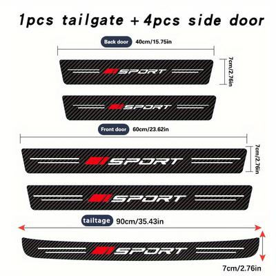 TEMU 5pcs/set Car Door Protector Stickers For Sport All Models Auto Door Entry Pedal Guards 3d Carbon Fiber Stickers Upgrade Your Look & From Scratches! Image
