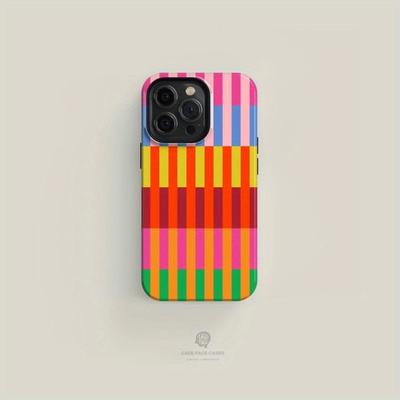 TEMU Colorful Stripes Tough Phone Case | 16 15 14 11 Case Image