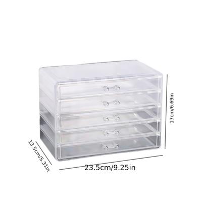 TEMU Versatile Acrylic Jewelry Organizer - 3/5-layer Drawer Storage Box For Earrings, Rings, Necklaces & Bracelets - Transparent, Lightweight & Image