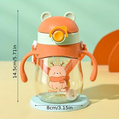 TEMU 1pc 410ml/13.96oz Cute Bpa-free Leak-proof Water Bottle With Dual Handles & Straw, Portable For Outdoor Sports, Gym, Travel - & Adults, Travel Water Bottle Image