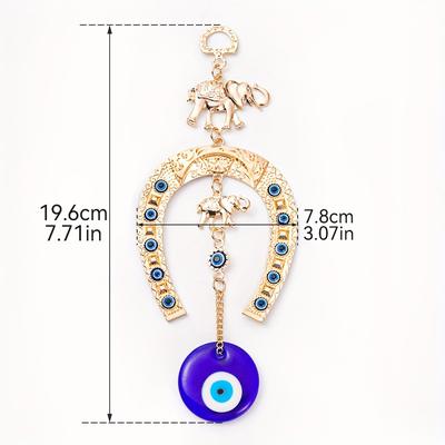TEMU Turkish Eye Amulet Elephant Wall Hanging Pendant Protection Wind Chimes Hanging Garden Home Car Decoration Gift Image